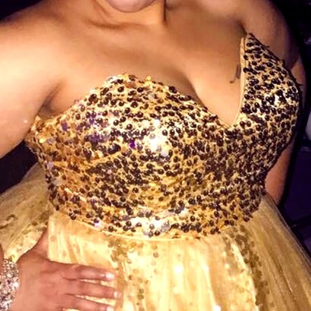 Gold Sequin Evening Prom Dress